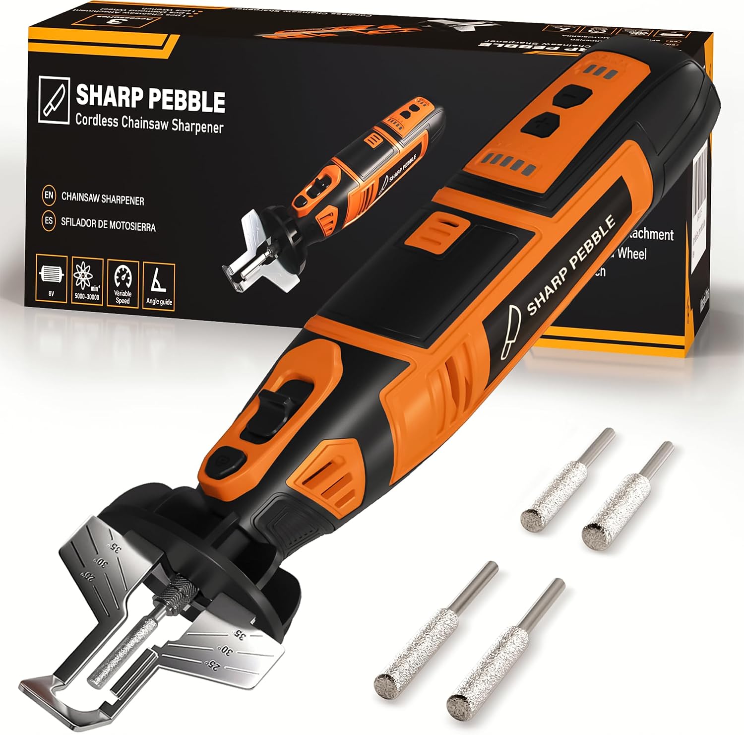 Sharp Pebble Electric Cordless Chainsaw Sharpener Kit (B0CNK6D3YL)