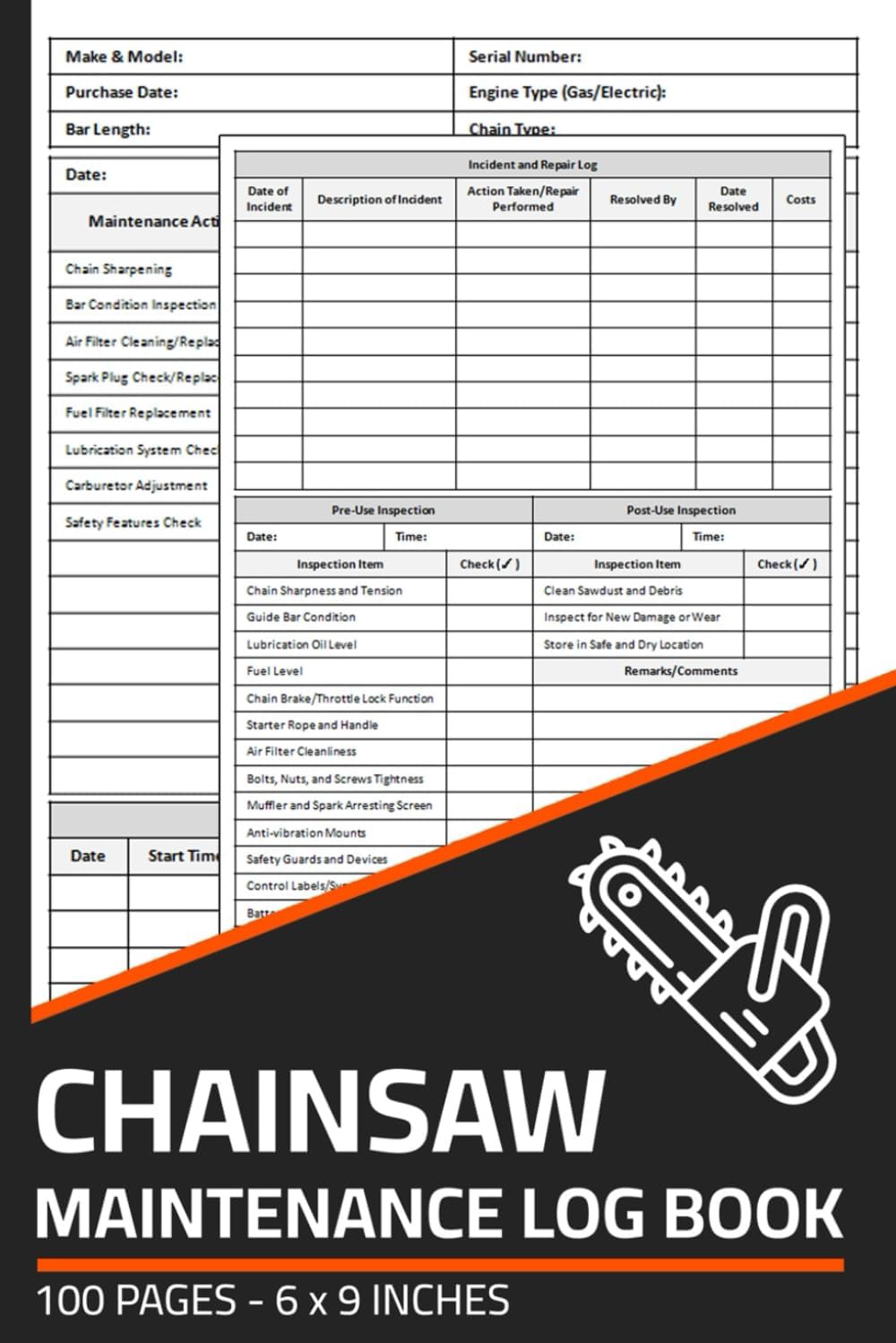 Chainsaw Maintenance Log Book: Repair & Service