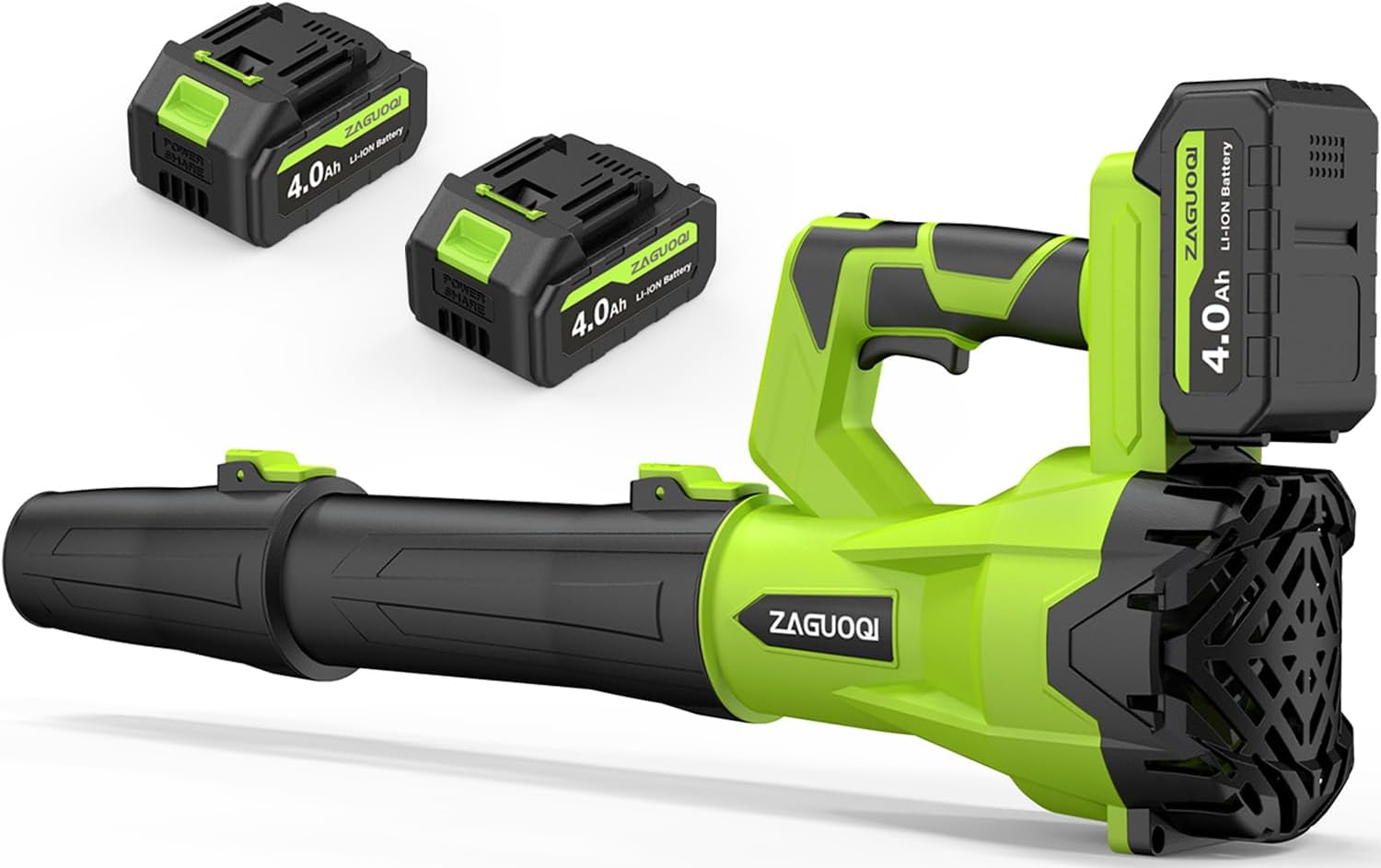 Cordless leaf blower with two 4.0Ah batteries